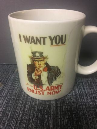 Vintage Army Decorated Coffee Mug " I Want You " Enlist In The Army Now Mug