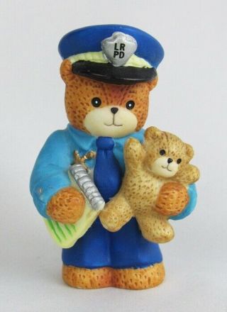 Lucy And Me Enesco 1993 Porcelain Policeman Teddy Bear W/ Baby Bear Figurine