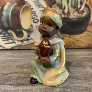 Vintage African American Porcelain 4” Child Figurine Shepherd Christmas Wise Men