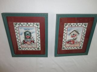 Home Interiors Set Of 2 - Apples & Birdhouse  Pictures Gorgeous 11  X 13