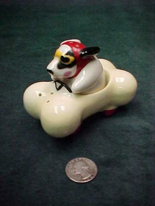 Cute Fun Clay Art Dog Driving Bone " Sports " Car Salt Pepper Shakers