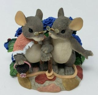 Charming Tails " My Love For You Will Never Grow Old " Figurine Mice Floral
