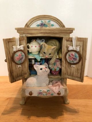 Set Of 3 Cat - Themed Music Boxes - - Look And Listen