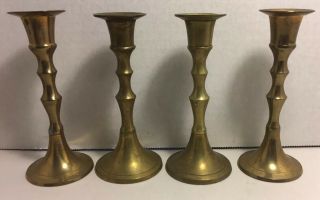 4 Vintage Brass Candle Stick Holders,  Made In India