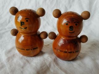 Vintage Wooden Bear Yellowstone National Park Salt And Pepper Shakers