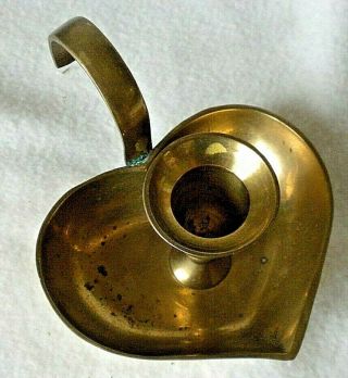 Vintage Solid Brass Chamber Candle Stick Holder Heart Shaped