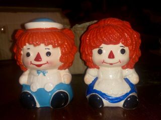 Vintage Salt Pepper Shakers Raggedy Ann & Andy Dolls