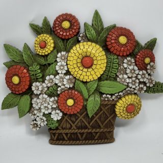 Syroco 7384 Vintage 1975 Floral Flower Wall Hanging Retro Mid Century Modern