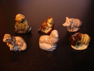 Wade Whimsies Group Of 6 (monkey,  Bison,  Wild Boar,  Seal,  Otter,  Beaver) No Chips