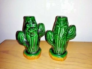 Vintage Ceramic Cactus Salt And Pepper Shakers Nos Grand Canyon