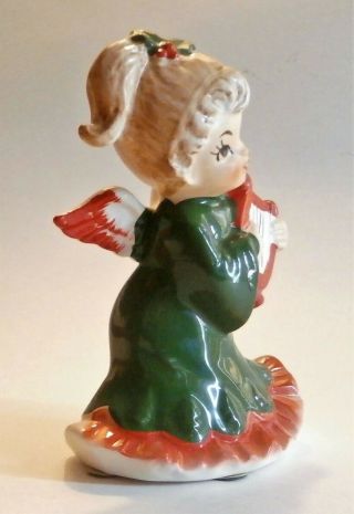 Vintage Lefton Christmas 2543 Green & Red Ponytail Angel With Harp Figurine 4