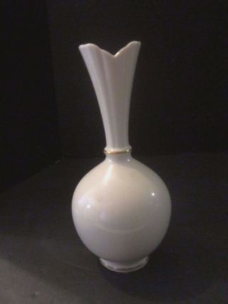 Vintage Lenox Porcelain Bud Vase Pink Rose W/ 24 Karat Gold Accents.  8 