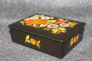 Vintage Folk Art Painted Wood Wooden Trinket Box 6 " X 5.  5 " X 2 "