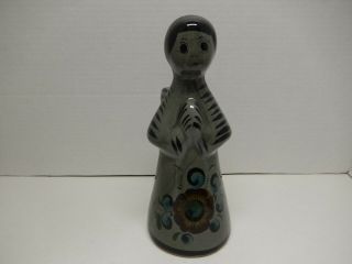 Vintage Mexican Hand Painted Pottery Sweet Angel Figurine Candle Holder 8 1/2 " T