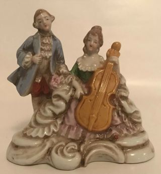 Vtg Occupied Japan Victorian Couple Porcelain Figurine Music Cello Maruyama C6