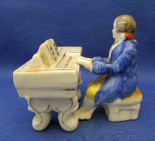 Vintage Piano Player Hand Painted 2 Piece Porcelain Figurine - Occupied Japan