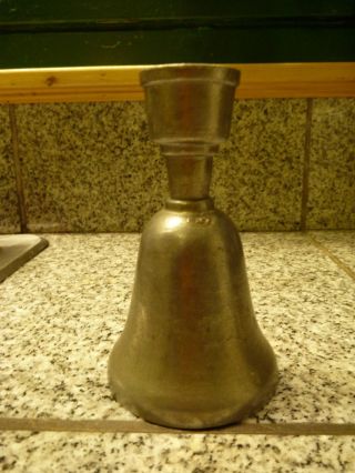 Pewter Candle Holder Bell Marked With An Anvil