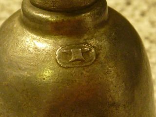 Pewter Candle Holder Bell Marked with an Anvil 2