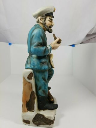 Vintage Collectible Captain Sailor Sea Painted Art Figurine 3 w/ Map Pipe Anchor 2