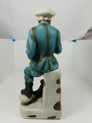 Vintage Collectible Captain Sailor Sea Painted Art Figurine 3 w/ Map Pipe Anchor 3