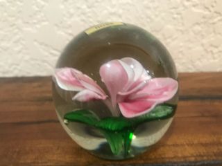 Vintage Dynasty Gallery Heirloom Globe Art Glass Paperweight Rose