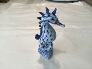 Andrea By Sadek Blue And White Porcelain Seahorse Figurine 4 7/8”