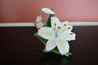 Gold Band Lily Flower Porcelain Figurine,  Le 1986 Hc Mother 