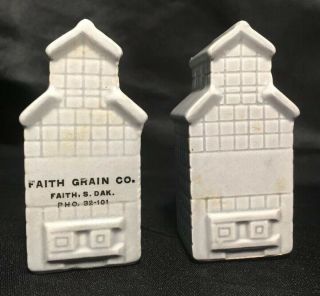 Vintage Grain Elevator Salt And Pepper Shakers Advertising Faith S.  D.  Ph.  32 - 101