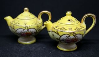 Vintage Yellow Floral Teapot With Flowers Salt & Pepper Shakers - Japan
