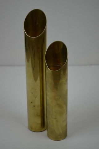 Vintage 2 Brass Candle Sticks Holders Mid Century Modern