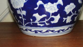 Oriental Blue & White Porcelain Fish Bowl Planter 8 