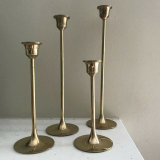 Brass Candle Holders 4 Taiwan Graduated Heights Small