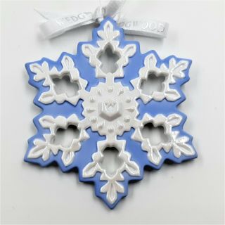 Wedgewood Pierced Snowflake Christmas Ornament Blue White Jasperware England