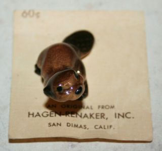 Vintage Hagen - Renaker Miniature Beaver Figurine On Card