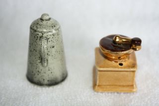 Arcadia Miniature COFFEE POT and COFFEE GRINDER Mini Salt And Pepper Set 4