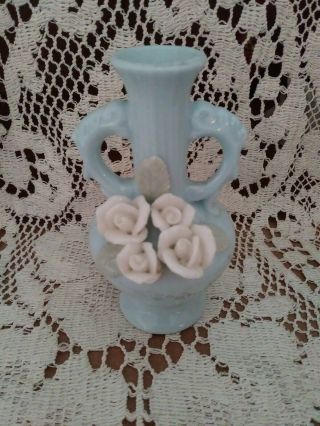 Vintage Norcrest Doll House Ceramic Miniature Handled Urn / Vase Capo Di Monte