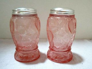 Vintage Pink Glass U.  S.  Glass Co.  Salt And Pepper Shakers