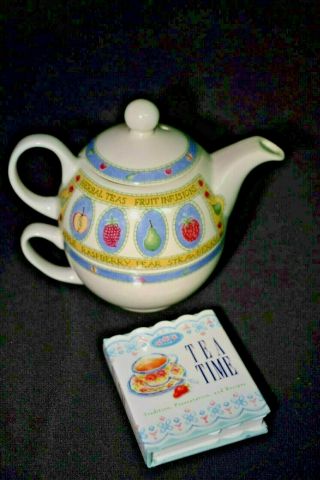 Arthur Wood Son Staffordshire Tea Pot Nesting Cup Fruit Design Fortnum Mason Box