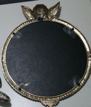 A Gazing Cherub with Wings on TOP of Round Brass Mirror 3
