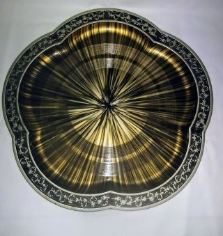 Vintage Tray Mid - Century Made In Japan By Rossini : Black,  Gold & Silver