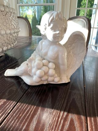 White Italian Vietri Ceramic Cherub Angel