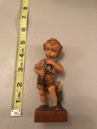 Vintage Italy Hand Carved Pied Piper Boy Figure Statue 5 "