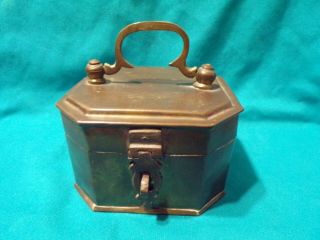 Vintage Small Chest Style Trinket/jewelry Box Made Brass Strong Hasp Well Made
