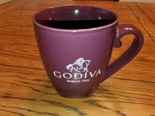Godiva Chocolates 20 Oz Large Ceramic Coffee Mug Purple Square Bottom Belgium