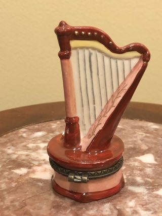 Harp & Music Sheet Trinket Box Hand Painted 4