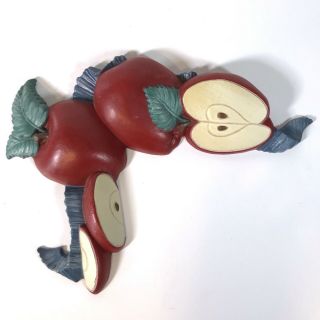 Vintage 90s Homco Molded Plastic Wall Hanging Apples Fruit Country Kitchen Usa