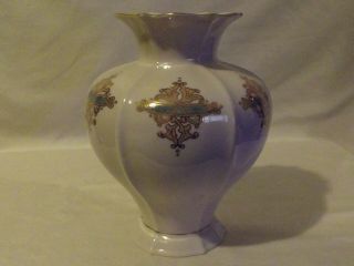 Lenox Catalan Ivory Vase Hand Painted 24k Gold & Green 7 1/8 " Ec Made In Usa