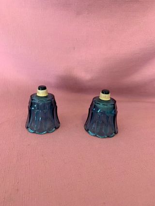2 Vintage Blue Glass Peg Votive Cup Candle Holders B