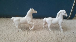 Vintage Miniature White Horses 2 Figurines Bone China Japan Napco