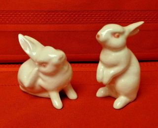 Set Of 2 Vintage Goebel Ceramic Rabbit Figurines W.  Germany